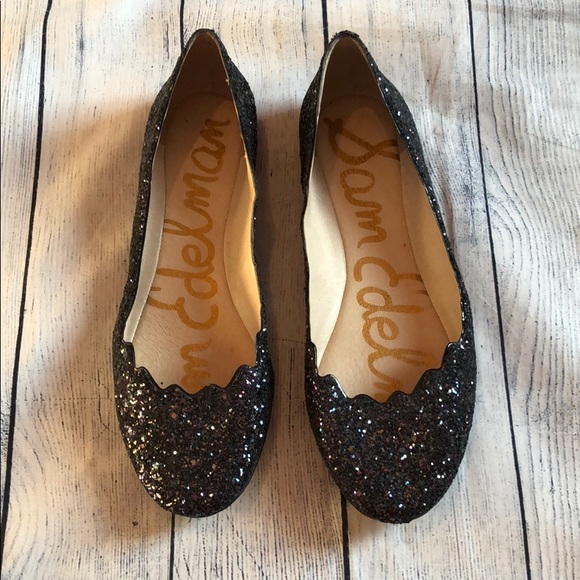 Sam Edelman Shoes - Sam Edelman Black Sparkle Glitter Iridescent Flats
